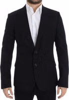 Black wool slim fit blazer 1