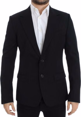 Black wool slim fit blazer