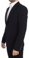 Black wool slim fit blazer 2