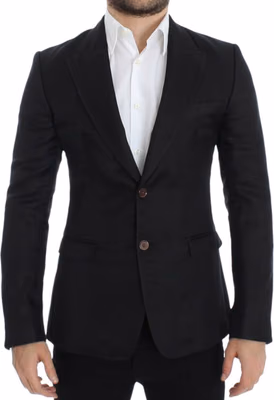 Black silk slim fit blazer
