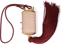 Pink Exotic Leather Mini Mirror Tassel Makeup Bag 1