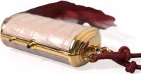 Pink Exotic Leather Mini Mirror Tassel Makeup Bag 4