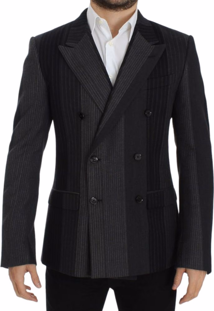 Gray striped wool stretch blazer