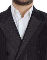 Gray striped wool stretch blazer 5