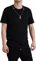 Black Cotton Dog Tag Round Neck T-shirt 2