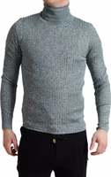 Green Polyester Turtleneck Pullover Sweater 2