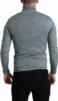 Green Polyester Turtleneck Pullover Sweater 3