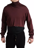 Maroon Viscose Turtleneck Pullover Sweater 1