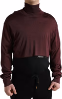 Maroon Viscose Turtleneck Pullover Sweater 3