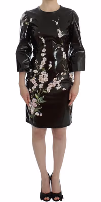 Black floral 3/4 Sleeve sheath dress