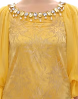 Yellow lace crystal mini dress 5
