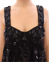 Black floral crystal embedded dress 4