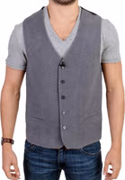 Gray cotton blend casual vest 1