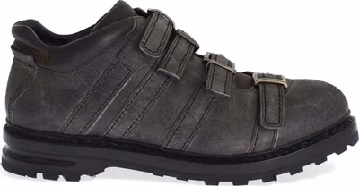 Gray Leather Ankle Strap Shoes Boots