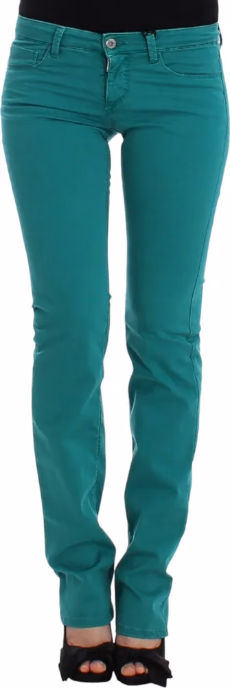Green straight leg jeans