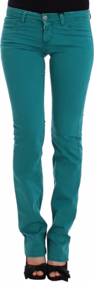 Green straight leg jeans