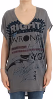 Gray V-neck long t-shirt 1