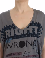 Gray V-neck long t-shirt 3