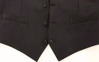 Black Wool Silk Stretch Dress Vest Blazer 4