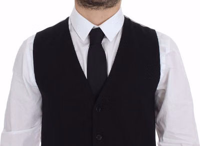 Black Cotton Dress Vest Blazer Jacket