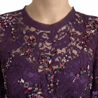 Purple floral lace crystal embedded dress 1