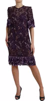 Purple floral lace crystal embedded dress 3