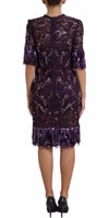 Purple floral lace crystal embedded dress 4