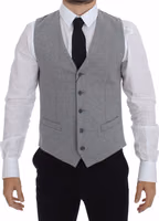 Gray Cotton Stretch Dress Vest Blazer 1