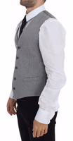 Gray Cotton Stretch Dress Vest Blazer 4