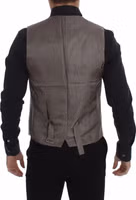 Beige Cotton Stretch Dress Vest Blazer 2
