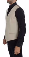 Beige Cotton Stretch Dress Vest Blazer 3