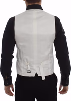 White Cotton Silk Blend Dress Vest Blazer 2