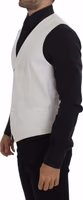 White Cotton Silk Blend Dress Vest Blazer 3