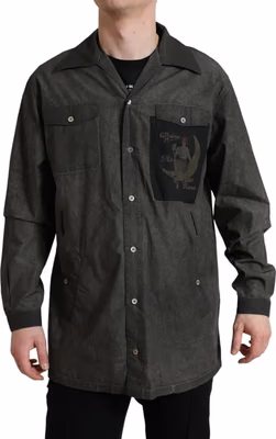 Dark Gray Cotton Collared Long Sleeves Shirt