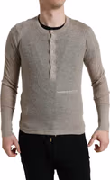 Henley Pullover Beige Cashmere Sweater 3