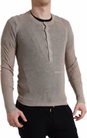 Henley Pullover Beige Cashmere Sweater 4