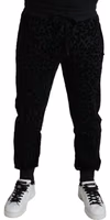 Black Leopard Cotton Slim Fit Jogger Pants 1