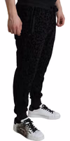Black Leopard Cotton Slim Fit Jogger Pants 3