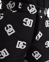 بنطال أسود واسع بطبعة شعار DG 4