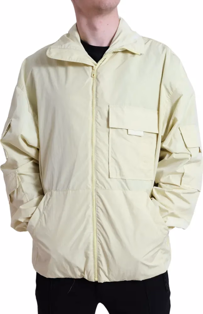 Yellow Nylon Collared Full Zip Parka Jacket