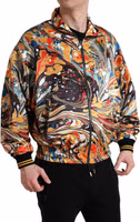 Multicolor Abstract Polyester Bomber Jacket 2