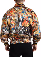 Multicolor Abstract Polyester Bomber Jacket 3