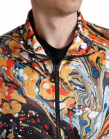 Multicolor Abstract Polyester Bomber Jacket 4