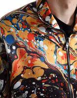 Multicolor Abstract Polyester Bomber Jacket 5