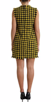 Yellow Houndstooth Sleeveless Aline Mini Dress 3