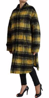 Yellow Plaid Long Sleeve Casual Coat Jacket 2