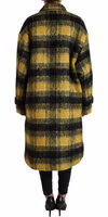 Yellow Plaid Long Sleeve Casual Coat Jacket 3