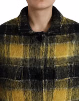 Yellow Plaid Long Sleeve Casual Coat Jacket 4