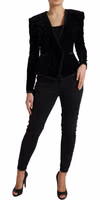 Black Velvet Cotton Double Breasted Jacket 2