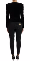 Black Velvet Cotton Double Breasted Jacket 3
